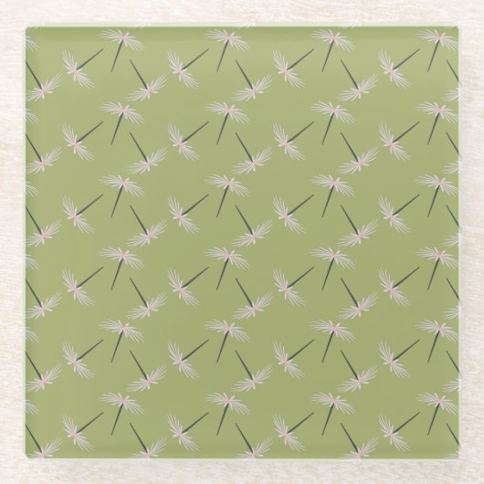 Groovy Florals Tiny Florals Green Pink Glasuntersetzer (Vorderseite)