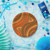 Groovy Flow Retro Abstract 60er 70er Jahre Muster Pappteller (Party)