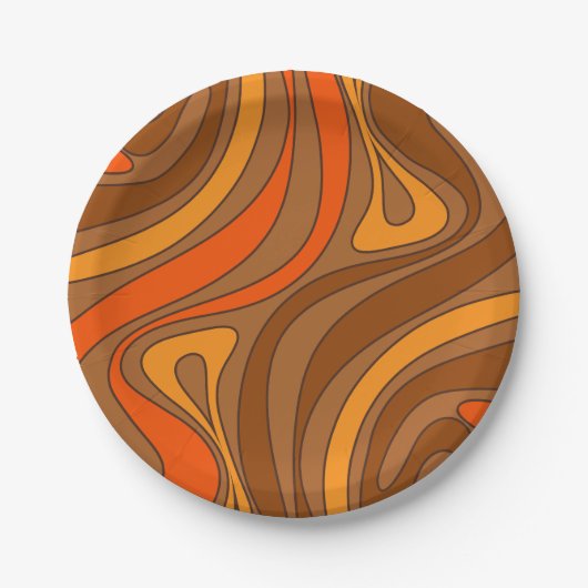 Groovy Flow Retro Abstract 60er 70er Jahre Muster Pappteller (Vorderseite)