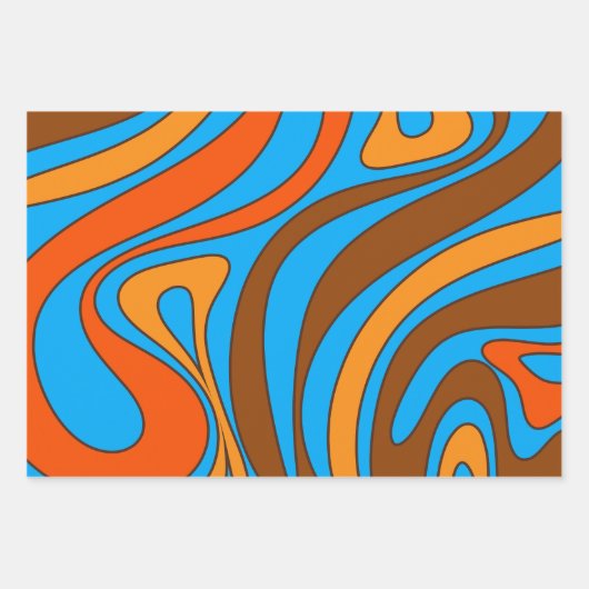 Groovy Flow Retro Abstrakt 60er 70er Muster Geschenkpapier Set (Vorderseite 2)