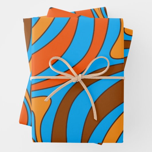 Groovy Flow Retro Abstrakt 60er 70er Muster Geschenkpapier Set (Beispiel)
