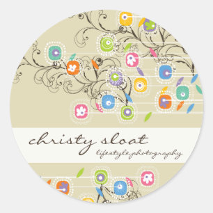 Groovy Flower Garden Whimsikfarbene Blume Runder Aufkleber