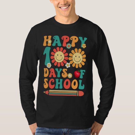 Groovy Flower Happy 100 Days Of School Teacher Ki T-Shirt (Vorderseite)