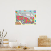 Groovy Flower Power 60er Hippy Van Poster (Küche)