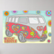 Groovy Flower Power 60er Hippy Van