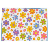 Groovy Flower Power (Blau) Große Geschenktüte (Rückseite)