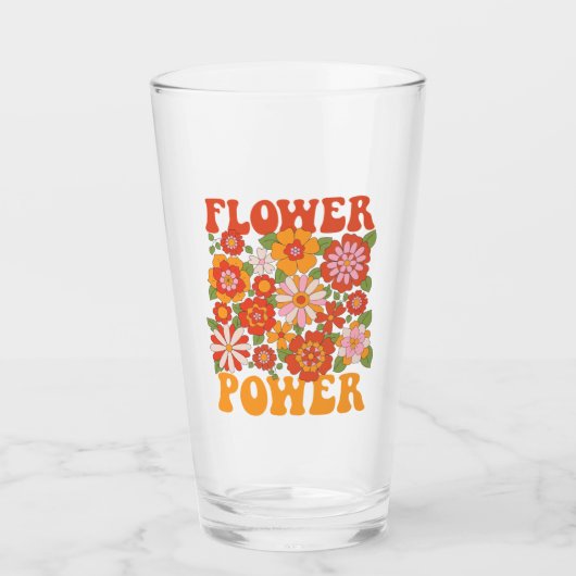 Groovy Flower Power Grafik Glas (Vorderseite)