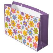 Groovy Flower Power (Lila) Große Geschenktüte (Rückseite Schrägansicht)