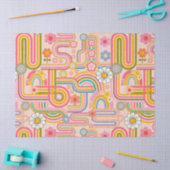 Groovy flower power line art seidenpapier (Basteln)