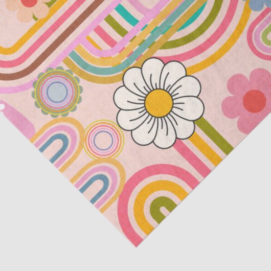 Groovy flower power line art seidenpapier (Detail)