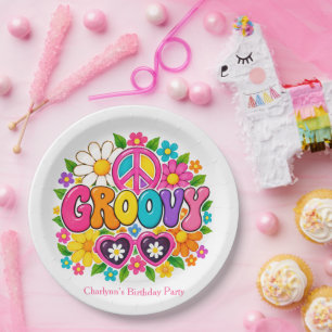 Groovy Flower Power Mädchen-Geburtstagsfeier Pappteller