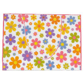 Groovy Flower Power (Pink) Große Geschenktüte (Rückseite)