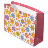 Groovy Flower Power (Pink) Große Geschenktüte (Rückseite Schrägansicht)