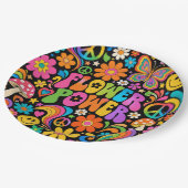 Groovy Flower Power Retro Zuhause Pappteller (Schrägansicht)