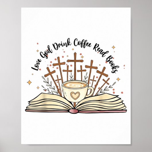 Groovy Flowers Love God Drink Coffee Read Books Ch Poster (Vorne)