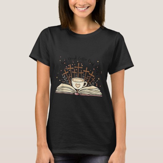 Groovy Flowers Love God Drink Coffee Read Books Ch T-Shirt (Vorderseite)