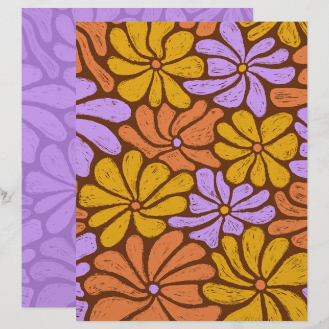 Groovy Flowers Scrapbook Papier (Vorne/Hinten)
