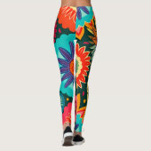 Groovy Folk Blume, Maximalistisches Retro-Helles D Leggings (Rückseite)