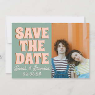 Groovy Foto Blau Pink Rot Funky  Save The Date