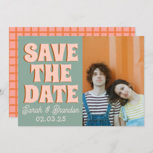 Groovy Foto Blue Pink Red Funky Save The Date