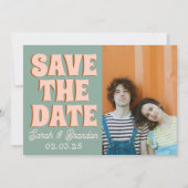 Groovy Foto Blue Pink Red Funky Save The Date (Vorderseite)