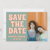 Groovy Foto Blue Pink Red Funky Save The Date (Vorderseite)