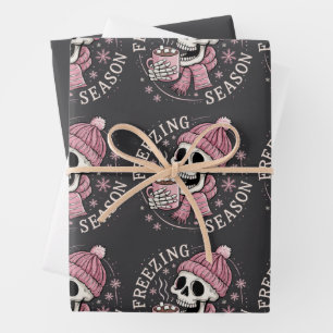 Groovy Freezin' Season Skelett Winterzeit Weihnach Geschenkpapier Set