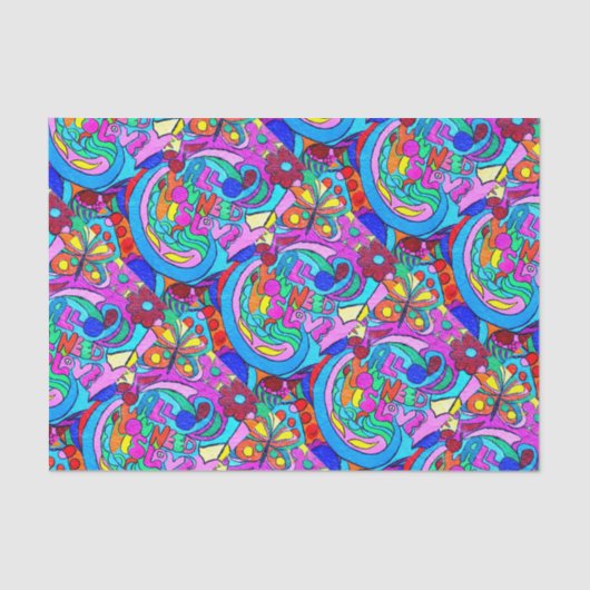 groovy Frieden und Liebe Seidenpapier (Vorderseite)