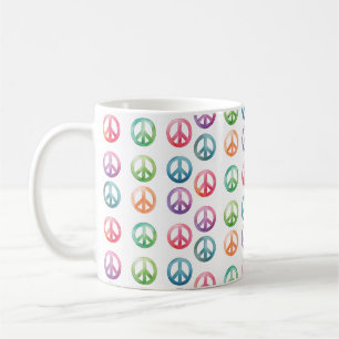 Groovy-Friedenszeichen Wasserfarben-Stil Hippie-Li Kaffeetasse