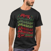 Groovy Frohe Weihnachten Retro Xmas Matching Pajam T-Shirt (Vorderseite)