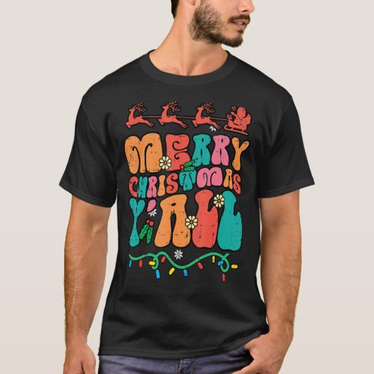 Groovy Frohe Weihnachten Yall Retro Xmas Familie M T-Shirt (Vorderseite)