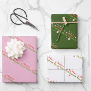 Groovy Frohe Weihnachtsbaum-Blasen-Buchstaben      Geschenkpapier Set