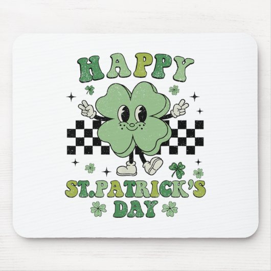 Groovy Frohen St. Patricks Day Shamrock Klee Für W Mousepad (Vorne)