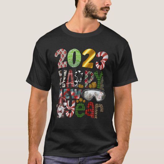 Groovy Frory Christmas, 2023 Happy New Year Family T-Shirt (Vorderseite)