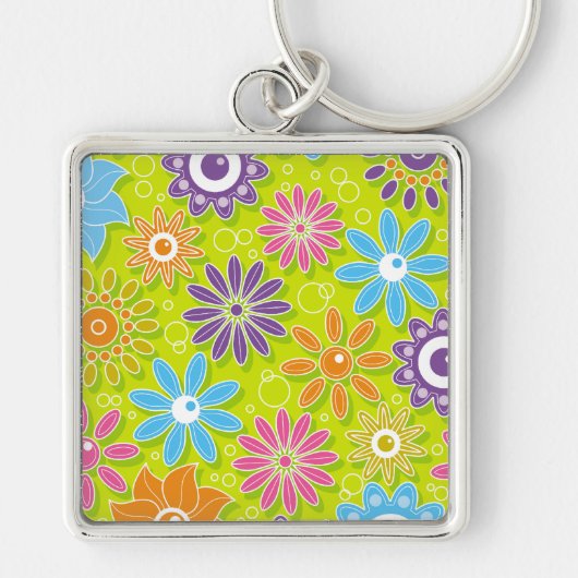 Groovy Frühlingsblumenpower Schlüsselanhänger (Vorne)