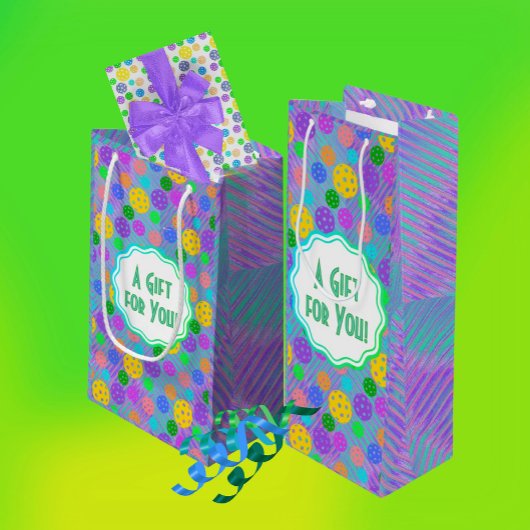 Groovy Fun Pickleball Pop Personalisiert Geschenktüte Für Weinflaschen