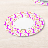 Groovy Fun Tropical Pink Weißer Orange Teatro Art Runder Pappuntersetzer (Angewinkelt)