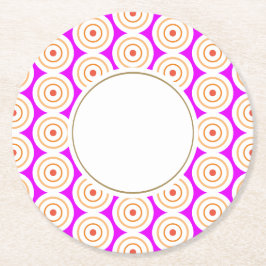 Groovy Fun Tropical Pink Weißer Orange Teatro Art  Runder Pappuntersetzer