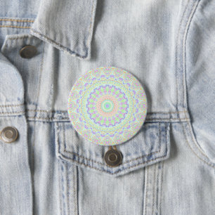 Groovy Funky Boho Hippie Rainbow Abstrakt Mandala Button