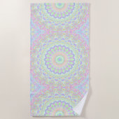 Groovy Funky Boho Hippie Rainbow Abstrakt Mandala Strandtuch (Vorderseite)
