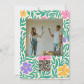 Groovy Funky Floral mit QR Foto Wedding Einladung (Rückseite)