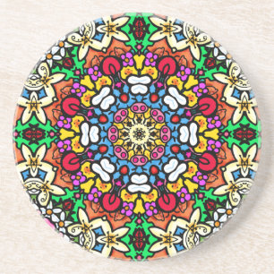 Groovy Funky Flower Power Achterbahn Getränkeuntersetzer