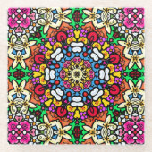 Groovy Funky Flower Power Achterbahn Glasuntersetzer (Vorderseite)