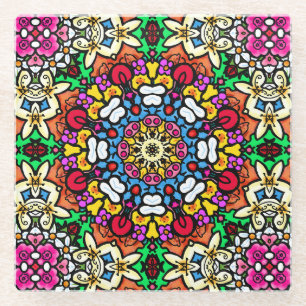 Groovy Funky Flower Power Glasuntersetzer