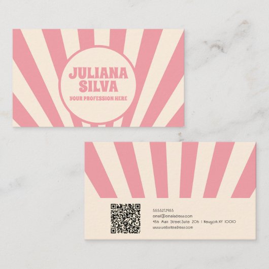 Groovy Funky Hippie 60er mit QR Business Card Visitenkarte (Vorne/Hinten)