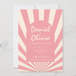 Groovy Funky Hippie 60er mit QR Wedding Einladung