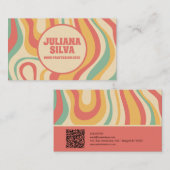 Groovy Funky Hippie mit QR Business Card Visitenkarte (Vorne/Hinten)