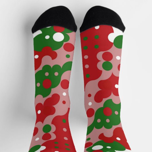 Groovy Funky Mod Retro Christmas Pattern Socks Socken (Oben)