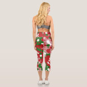 Groovy Funky Mod Retro Weihnachtsmuster Capri Leggings (Rückseite)