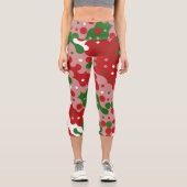 Groovy Funky Mod Retro Weihnachtsmuster Capri Leggings (Vorderseite)